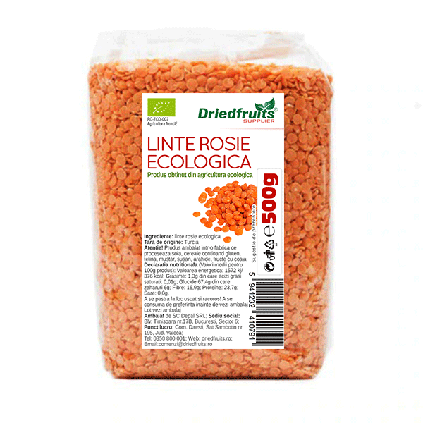 Linte rosie BIO Driedfruits – 500 g Dried Fruits Cereale & Leguminoase & Seminte